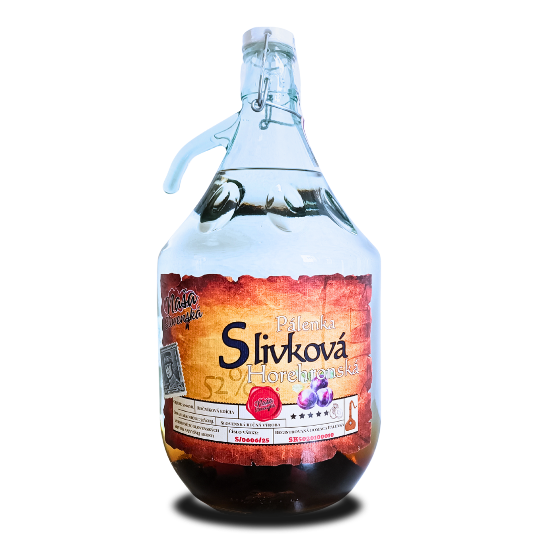 Naša Slovenská – Slivková Pálenka 5000ml, 52%alc., - demižónik